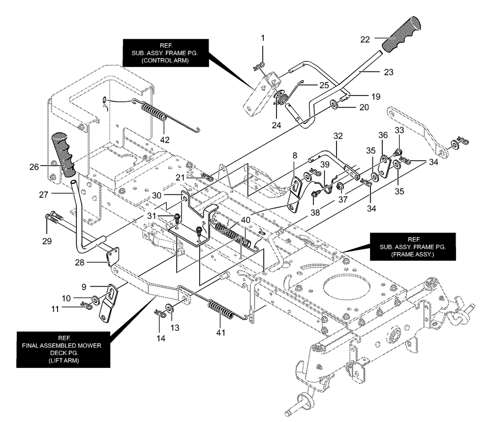 Mower Suspension Assembly Diagram and Parts List for 465615X99A 2001 Briggs and Stratton Lawn Tractor